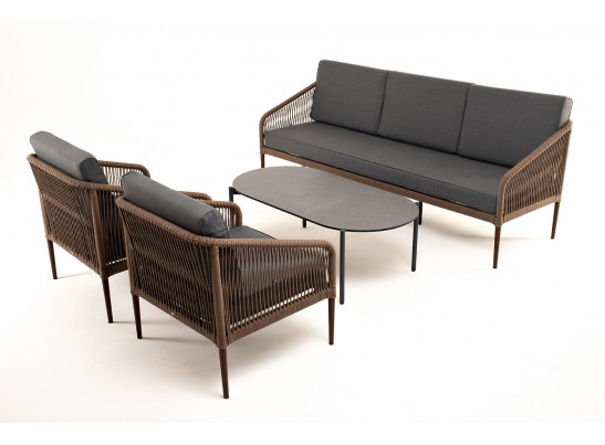 "Канны" лаунж-зона 5-местная плетеная из роупа (веревки), роуп коричневый в Каменске-Уральском