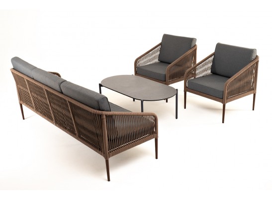 "Канны" лаунж-зона 5-местная плетеная из роупа (веревки), роуп коричневый в Каменске-Уральском