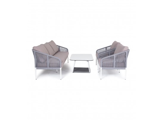 "Канны" лаунж-зона 5-местная плетеная из роупа (веревки), цвет светло-серый в Каменске-Уральском