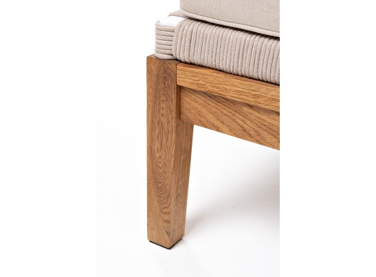 "Канны" левый модуль плетеный из роупа, основание дуб, роуп бежевый круглый, ткань бежевая 052 в Каменске-Уральском