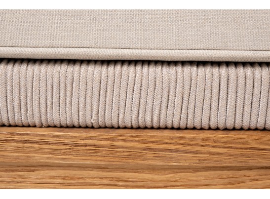 "Канны" левый модуль плетеный из роупа, основание дуб, роуп бежевый круглый, ткань бежевая 052 в Каменске-Уральском