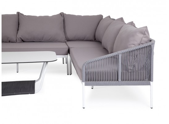 "Канны" модульная угловая лаунж-зона из роупа (веревки), цвет светло-серый в Каменске-Уральском