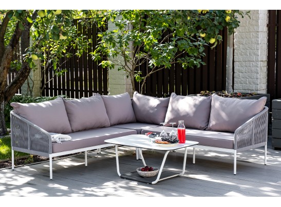 "Канны" модульная угловая лаунж-зона из роупа (веревки), цвет светло-серый в Каменске-Уральском