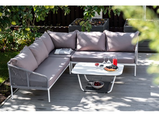 "Канны" модульная угловая лаунж-зона из роупа (веревки), цвет светло-серый в Каменске-Уральском