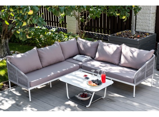 "Канны" модульная угловая лаунж-зона из роупа (веревки), цвет светло-серый в Каменске-Уральском