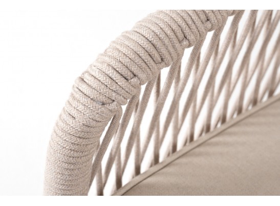 "Канны" правый модуль плетеный из роупа, основание дуб, роуп бежевый круглый, ткань бежевая 052 в Каменске-Уральском