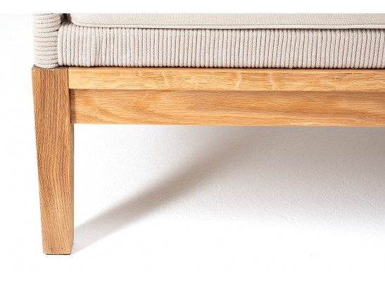 "Канны" правый модуль плетеный из роупа, основание дуб, роуп бежевый круглый, ткань бежевая 052 в Каменске-Уральском