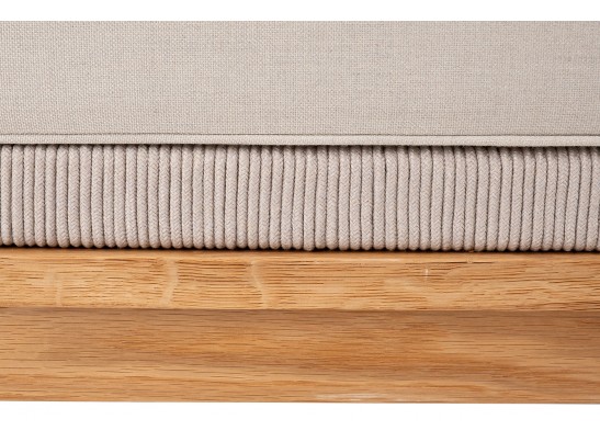 "Канны" правый модуль плетеный из роупа, основание дуб, роуп бежевый круглый, ткань бежевая 052 в Каменске-Уральском