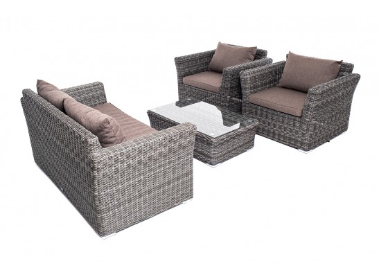 "Капучино Сингл" лаунж-зона из искусственного ротанга, цвет графит в Каменске-Уральском