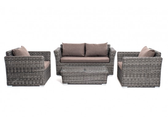 "Капучино Сингл" лаунж-зона из искусственного ротанга, цвет графит в Каменске-Уральском