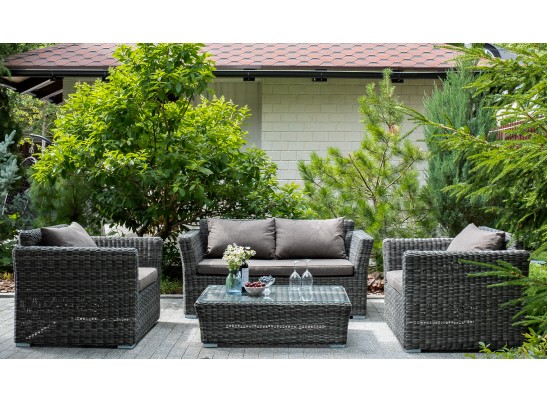 "Капучино Сингл" лаунж-зона из искусственного ротанга, цвет графит в Каменске-Уральском