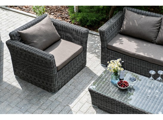 "Капучино Сингл" лаунж-зона из искусственного ротанга, цвет графит в Каменске-Уральском