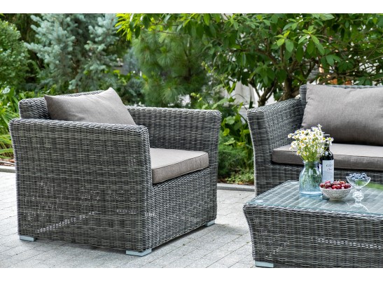 "Капучино Сингл" лаунж-зона из искусственного ротанга, цвет графит в Каменске-Уральском