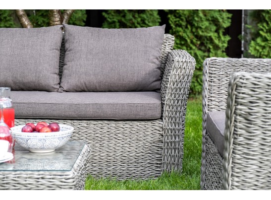 "Капучино" диван из искусственного ротанга (гиацинт) двухместный, цвет серый в Каменске-Уральском