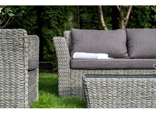 "Капучино" диван из искусственного ротанга (гиацинт) двухместный, цвет серый в Каменске-Уральском