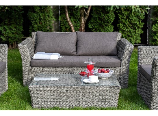 "Капучино" диван из искусственного ротанга (гиацинт) двухместный, цвет серый в Каменске-Уральском