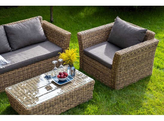 "Капучино" диван из искусственного ротанга (гиацинт) двухместный, цвет соломенный в Каменске-Уральском