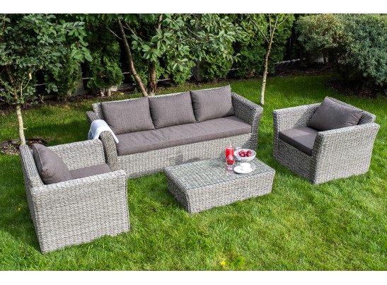 "Капучино" диван из искусственного ротанга (гиацинт) трехместный, цвет серый в Каменске-Уральском