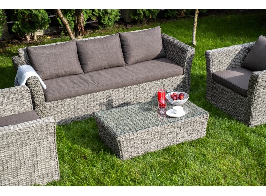 "Капучино" диван из искусственного ротанга (гиацинт) трехместный, цвет серый в Каменске-Уральском