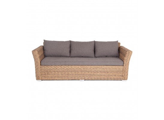 "Капучино" диван из искусственного ротанга (гиацинт) трехместный, цвет соломенный в Каменске-Уральском