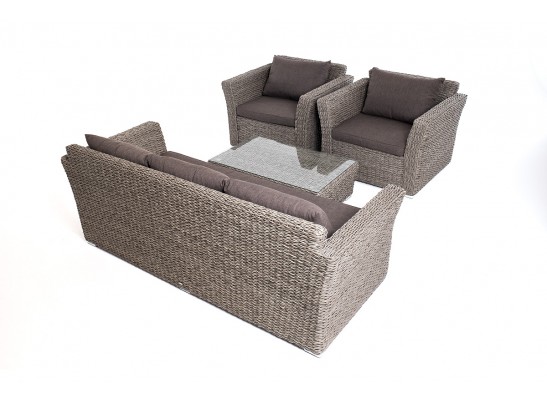 "Капучино" лаунж-зона из искусственного ротанга (гиацинт), цвет серый в Каменске-Уральском