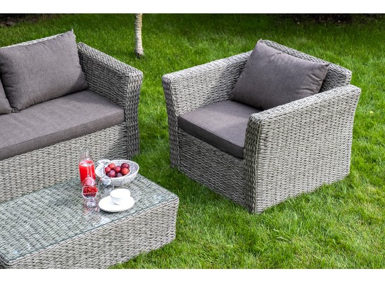 "Капучино" лаунж-зона из искусственного ротанга (гиацинт), цвет серый в Каменске-Уральском