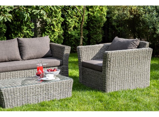 "Капучино" лаунж-зона из искусственного ротанга (гиацинт), цвет серый в Каменске-Уральском