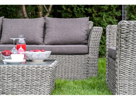 "Капучино" лаунж-зона из искусственного ротанга (гиацинт), цвет серый в Каменске-Уральском