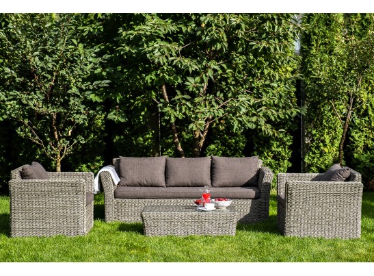 "Капучино" лаунж-зона из искусственного ротанга (гиацинт), цвет серый в Каменске-Уральском