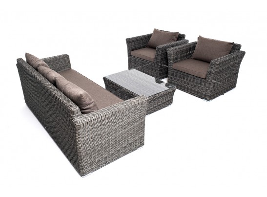 "Капучино Максимал" лаунж-зона из искусственного ротанга (гиацинт), цвет серый в Каменске-Уральском