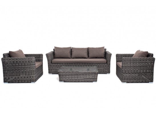 "Капучино Максимал" лаунж-зона из искусственного ротанга (гиацинт), цвет серый в Каменске-Уральском