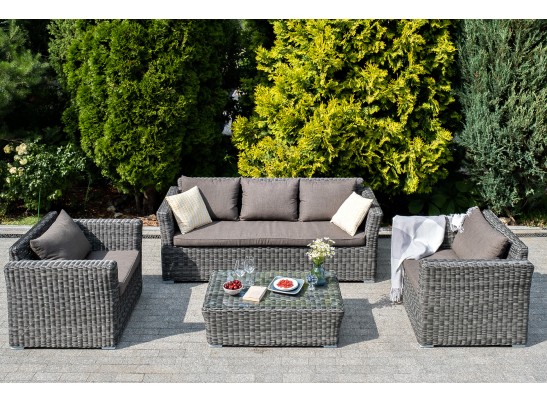 "Капучино Максимал" лаунж-зона из искусственного ротанга (гиацинт), цвет серый в Каменске-Уральском