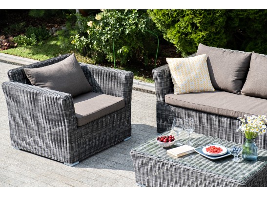 "Капучино Максимал" лаунж-зона из искусственного ротанга (гиацинт), цвет серый в Каменске-Уральском