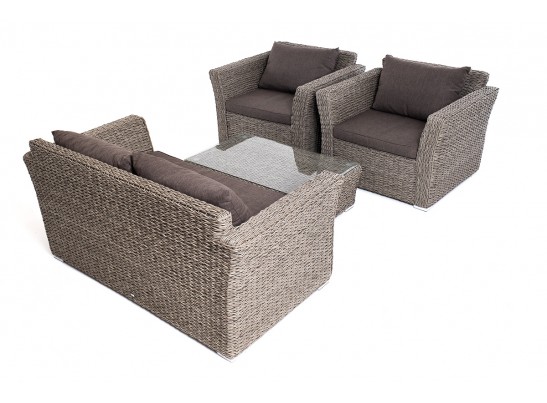 "Капучино Сингл" лаунж-зона из искусственного ротанга (гиацинт), цвет серый в Каменске-Уральском