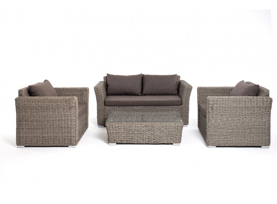 "Капучино Сингл" лаунж-зона из искусственного ротанга (гиацинт), цвет серый в Каменске-Уральском