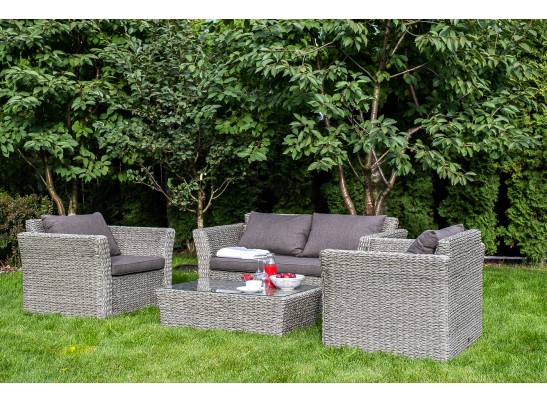 "Капучино Сингл" лаунж-зона из искусственного ротанга (гиацинт), цвет серый в Каменске-Уральском