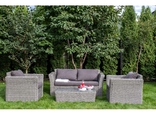 "Капучино Сингл" лаунж-зона из искусственного ротанга (гиацинт), цвет серый в Каменске-Уральском