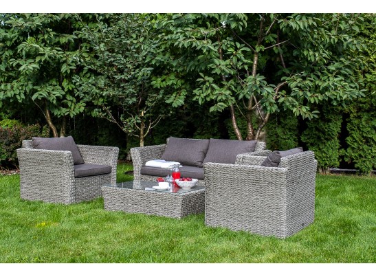 "Капучино Сингл" лаунж-зона из искусственного ротанга (гиацинт), цвет серый в Каменске-Уральском