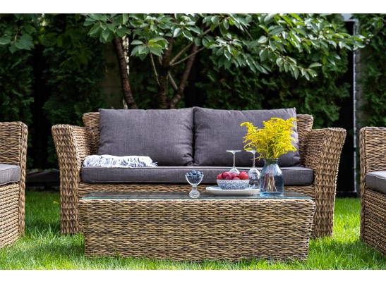 "Капучино Сингл" лаунж-зона из искусственного ротанга (гиацинт), цвет соломенный в Каменске-Уральском