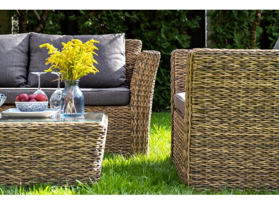 "Капучино Сингл" лаунж-зона из искусственного ротанга (гиацинт), цвет соломенный в Каменске-Уральском