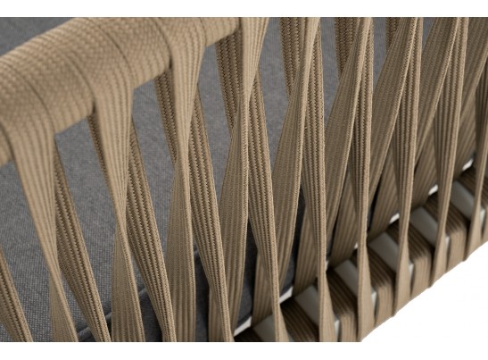 "Касабланка" диван 2-местный плетеный из роупа, каркас алюминий светло-серый (RAL7035) муар, роуп серо-коричневый 23мм, ткань серая 017 в Каменске-Уральском