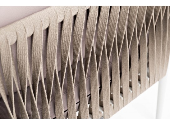 "Касабланка" диван модульный плетеный из роупа, каркас алюминий, роуп серо-коричневый 23мм, ткань бежевая 052 в Каменске-Уральском