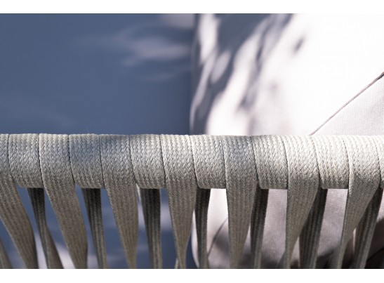 "Касабланка" диван модульный плетеный из роупа, каркас алюминий, роуп серо-коричневый 23мм, ткань бежевая 052 в Каменске-Уральском