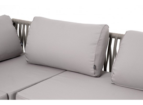 "Касабланка" диван модульный плетеный из роупа, каркас алюминий, роуп серо-коричневый 23мм, ткань бежевая 052 в Каменске-Уральском