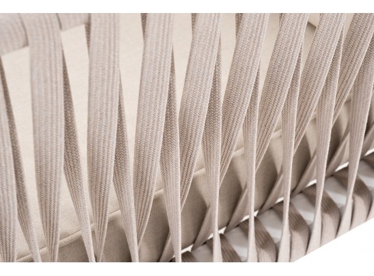 "Касабланка" кресло плетеное из роупа, каркас алюминий белый, роуп бежевый, ткань бежевая в Каменске-Уральском