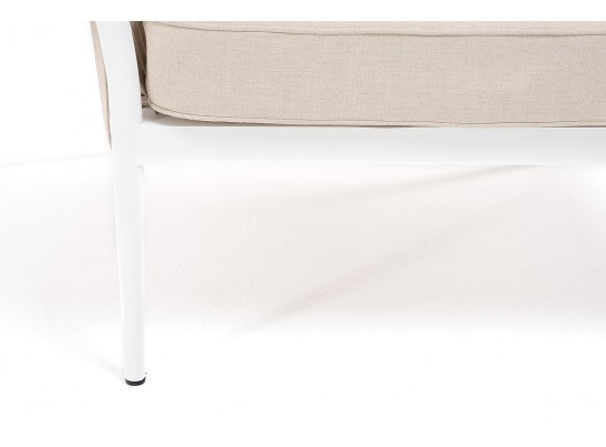 "Касабланка" кресло плетеное из роупа, каркас алюминий белый, роуп бежевый, ткань бежевая в Каменске-Уральском