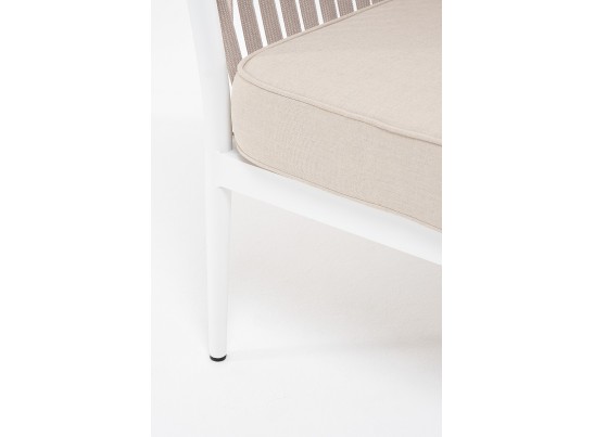 "Касабланка" кресло плетеное из роупа, каркас алюминий белый, роуп бежевый, ткань бежевая в Каменске-Уральском