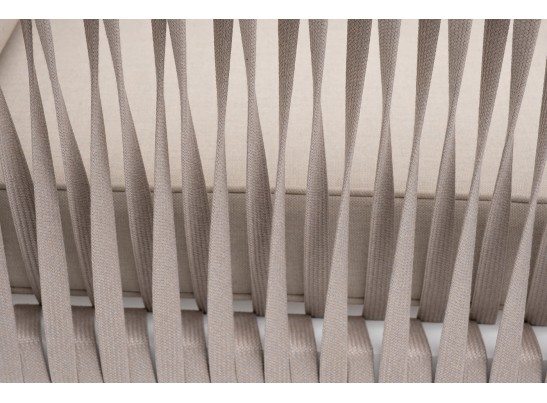 "Касабланка" кресло плетеное из роупа, каркас алюминий белый муар, роуп бежевый 20мм, ткань бежевая 052 в Каменске-Уральском