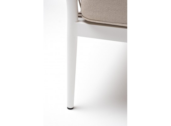 "Касабланка" кресло плетеное из роупа, каркас алюминий белый муар, роуп бежевый 20мм, ткань бежевая 15052 в Каменске-Уральском