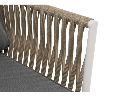 "Касабланка" кресло плетеное из роупа, каркас алюминий светло-серый (RAL7035) муар, роуп серо-коричневый 23мм, ткань серая 017 в Каменске-Уральском